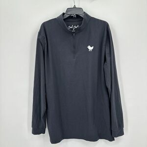 Bad Birdie Men's Black Quarter-Zip Sweater with White Logo